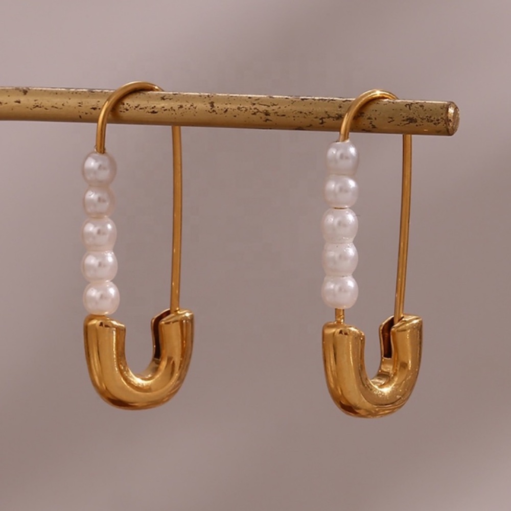 NEW PEARL HOOP 18K GOLD EARNINGS, NICE EARRINGS, CUTE EARRINGS